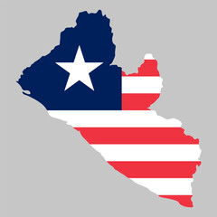 Fototapete - Liberia outline of map on background of national flag