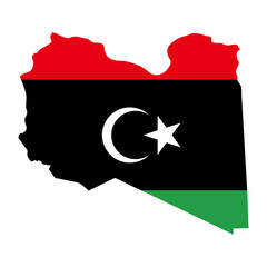 Fototapete - Libya outline of map on background of national flag