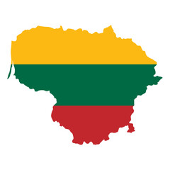 Fototapete - Lithuania outline of map on background of national flag