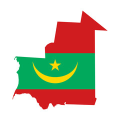 Fototapete - Mauritania outline of map on background of national flag
