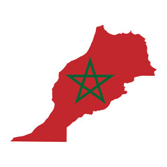 Poster - Morocco outline of map on background of national flag