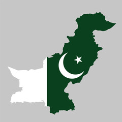 Fototapete - Pakistan outline of map on background of national flag