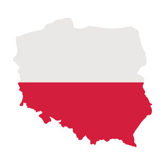 Fototapete - Poland outline of map on background of national flag