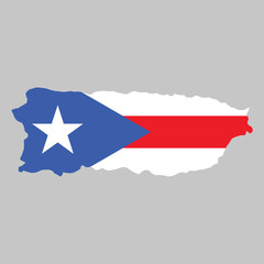 Fototapete - Puerto Rico outline of map on background of national flag