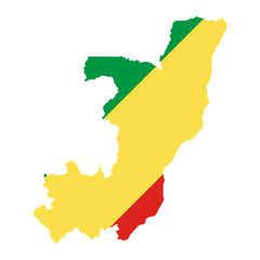 Poster - Republic of Congo outline of map on background of national flag