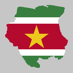 Fototapete - Suriname outline of map on background of national flag