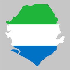 Poster - Sierra Leone outline of map on background of national flag