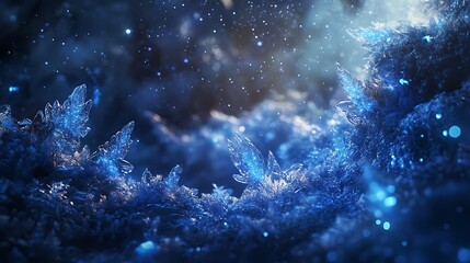 Wall Mural - Frosty patterns with ice crystals and glowing lights