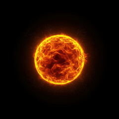 Poster - Glowing Fireball Energy Sphere with Electric Lightning Effects in Darkness
