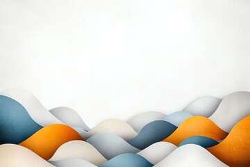 Poster - A colorful abstract background featuring smooth, flowing waves in shades of blue, orange, and cream. Ideal for creative projects, digital art, and modern designs.