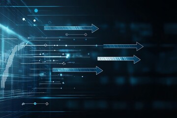 Poster - A dynamic digital background featuring futuristic arrows symbolizing progress and innovation in technology. Perfect for business, presentations, and digital marketing themes.