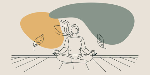 Poster - Mindful Moment As the tea brews the individual closes their eyes taking a deep breath of the aromatic steam. Surrounded by the sounds of chirping birds and rustling leaves they