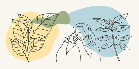 Poster - Morning Ritual An assortment of leafy plants frames the scene as a person enjoys their morning coffee ritual. The act of sipping slowly accompanied by soft inhalations of fresh air