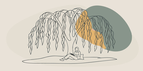 Poster - Natures Canopy Envision a picturesque scene where the long graceful branches of the willow sway lightly in the breeze offering a natural shelter. The reader enjoys the shade