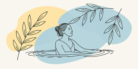 Poster - Natures Embrace A woman sits on a flat rock enveloped by lush greenery. Sunlight filters through the leaves above casting soft patterns on her face. She leans slightly forward her
