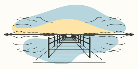 Poster - Still Reflections The waters surface acts like a mirror perfectly reflecting the awakening sky and the silhouette of the dock. This symmetry enhances the visual peace inviting