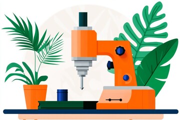 Leinwandbilder - A flat design of a CNC milling machine icon with simple geometric shapes, set against a neutral background