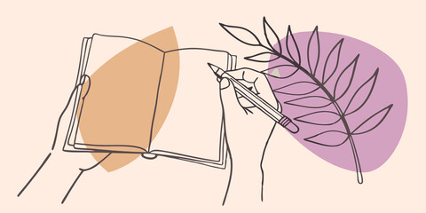 Poster - A Cozy Corner with Journals In a shaded nook an individual is deeply focused on their journal pencil in hand sketching the contours of a leaf laid flat beside them. The sunlight