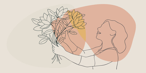 Poster - Admiring the Creation In the final illustration the person joyfully steps back to admire their completed flower arrangement. Their expression glows with satisfaction and peace as