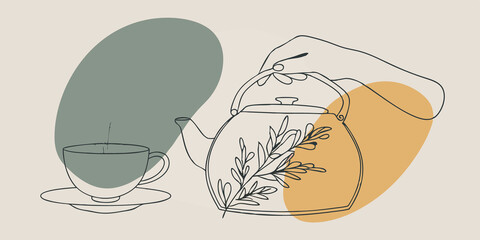 Poster - Calming Infusion The person delicately arranges herbs into an oldfashioned glass teapot. The sunlight filters through the teapot showcasing the vibrant colors of the herbs as they