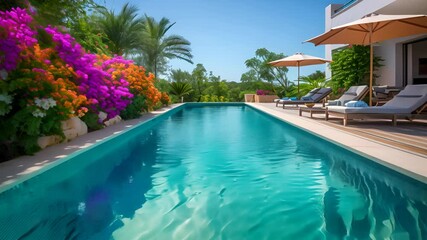 Canvas Print - A beautiful swimming pool in a tropical setting