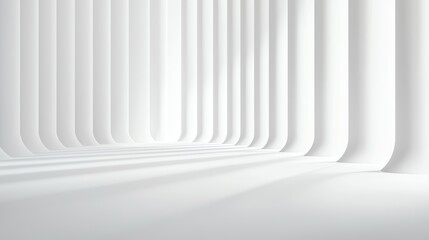Poster - A minimalist interior featuring smooth, curving white walls and soft shadows, creating a serene and spacious atmosphere