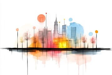Poster - A soft watercolor painting of a glowing computer screen, with delicate brushstrokes blending vibrant colors into the background