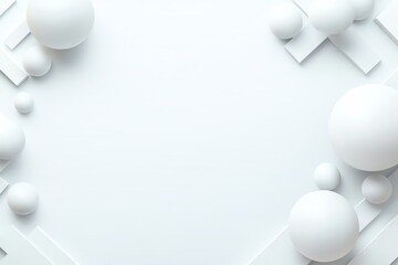 Poster - A minimalistic background featuring white geometric shapes and spheres, perfect for designs requiring a clean and modern aesthetic. Suitable for various creative projects.