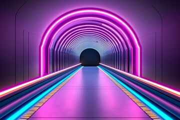 Aufkleber - High-tech server room with neon pink and blue lights, featuring glowing database towers and a sleek digital ambiance Realistic 3D vector illustration