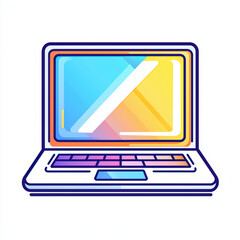 Poster - modern laptop illustration with vibrant design and colorful screen. sleek lines and bright colors create dynamic visual appeal, perfect for tech related content