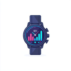 Poster - modern smartwatch displaying colorful health and activity data, featuring vibrant graphs and metrics for heart rate and oxygen levels