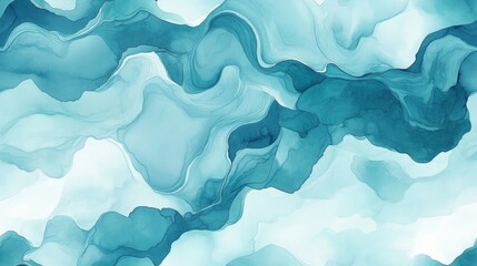 teal pastel fluid liquid seamless pattern with blue cloud gradient and watercolor illustration ideal