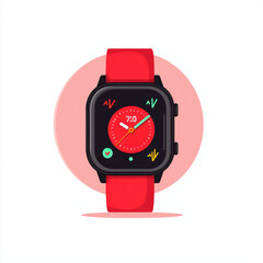 Poster - Stylish red smartwatch with fitness tracking features and modern design. This sleek device combines functionality with vibrant aesthetic, perfect for active lifestyles