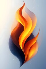 Poster - a vibrant abstract design featuring swirling flames in shades of orange, yellow, and a hint of blue,