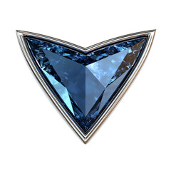 Aufkleber - stunning sapphire chevron badge with brilliant blue hue, isolated on white background, showcasing its intricate facets and elegant design
