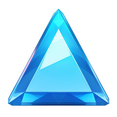 Poster - vibrant blue sapphire triangle badge is isolated on white background, showcasing its geometric elegance and reflective surface. gemstone facets create stunning visual effect