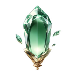 Aufkleber - stunning green crystal with intricate facets and golden base, isolated on white background, exudes elegance and luxury. gemstone clarity and vibrant color make it captivating centerpiece