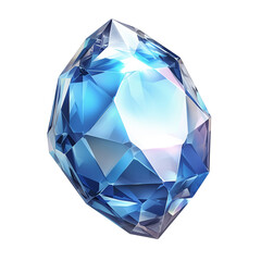 Poster - stunning blue sapphire gemstone with intricate facets, isolated on white background, showcasing its brilliance and clarity. Perfect for jewelry design and gem enthusiasts