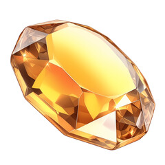 Aufkleber - sparkling topaz gemstone with brilliant cut, isolated on white background, showcasing its vibrant golden hues and intricate facets