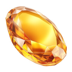 Poster - sparkling topaz gemstone with brilliant cut, isolated on white background, showcasing its vibrant orange hue and intricate facets