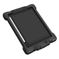 Poster - digital drawing tablet with stylus is isolated on white background, showcasing its sleek design and functionality. Ideal for artists and designers seeking precision and creativity
