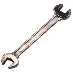 Aufkleber - double ended metal wrench with open ends, isolated on white background, showing signs of wear and rust