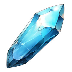 Poster - vibrant aquamarine crystal with faceted surface, isolated on white background, showcasing its brilliant blue hues and natural beauty