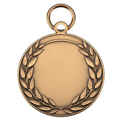 Poster - bronze medal with laurel wreath design, isolated on white background, symbolizing achievement and excellence