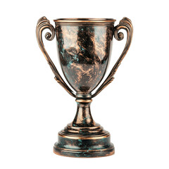 Poster - bronze trophy with ornate handles and marble like finish, isolated on white background, exuding elegance and achievement