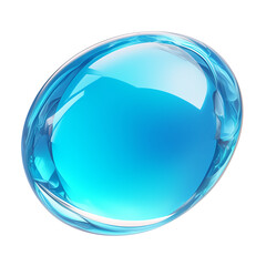 Poster - smooth, polished blue chalcedony gemstone is isolated on white background, showcasing its glossy surface and vibrant color. stone translucent quality adds to its allure