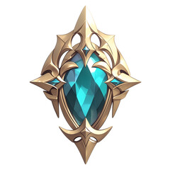 Poster - beautifully designed chalcedony oval emblem with intricate gold detailing, isolated on white background, showcasing elegance and craftsmanship