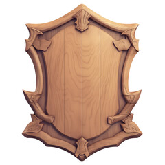 Poster - wooden champions plaque with intricate carvings, isolated on white background, showcasing craftsmanship and elegance. Perfect for awards or decorative purposes