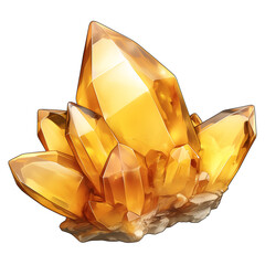 Poster - Citrine crystal cluster with vibrant golden hues isolated on white background, showcasing its natural beauty and clarity. gemstone facets reflect light, creating warm, inviting glow
