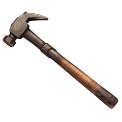 Aufkleber - claw hammer with wooden handle and metal head is isolated on white background, showcasing its sturdy design and practical use for construction or carpentry tasks